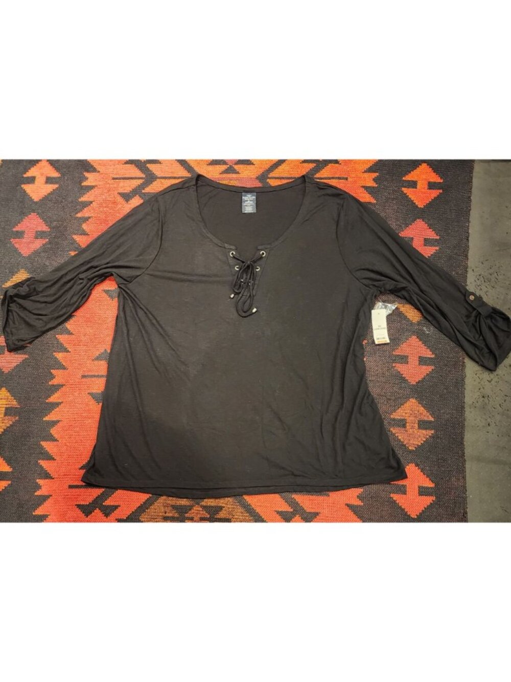 NEW Faded Glory Black Lace-Up Tunic Top and 2 Basic Black Super Soft TEES. 3X - Picture 2 of 16